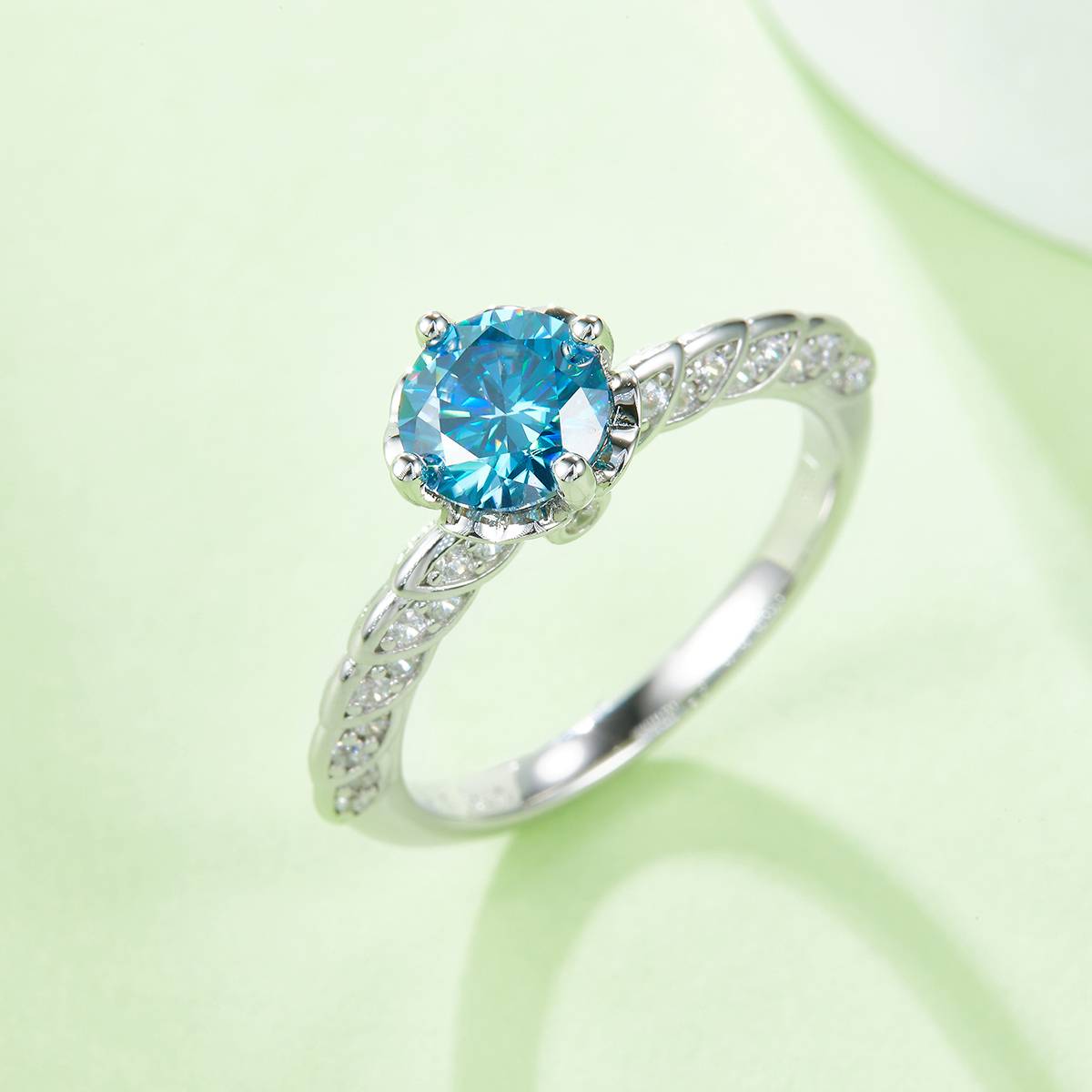 Wedding language S925 silver plated platinum Moissanite diamond women's ring 1 carat D-grade
